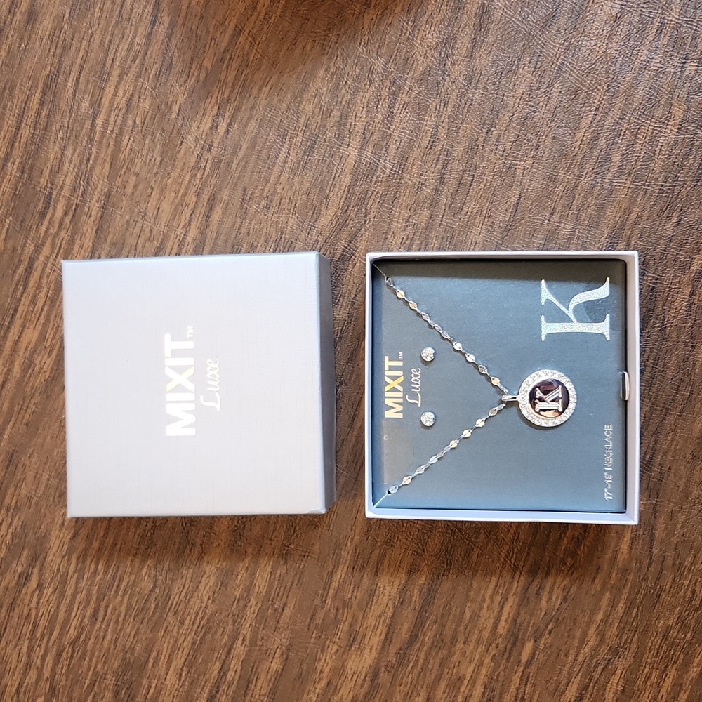 Mixit Luxe Initial K Sparkling Chain With Earrings